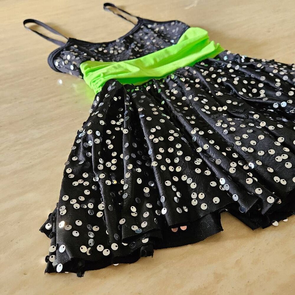 Costume gallery child medium pre loved gorgeous black and neon dance costume jaz - Picture 4 of 10